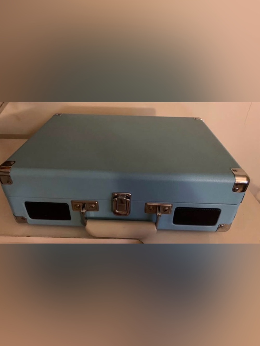 Crosley Light Blue Vinyl Record player with Cream Handle